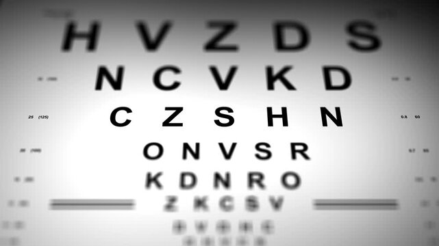 Cinematic LogMAR Optometrist Chart - Blurry Letters
