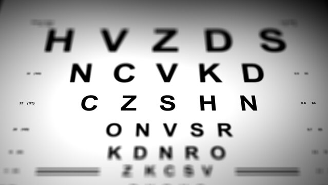 Cinematic LogMAR Optometrist Chart - Blurry Letters