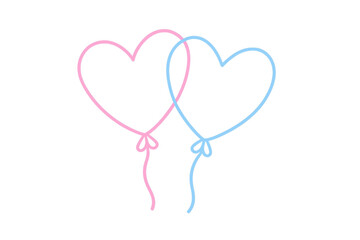 Two doodle heart balloons symbolizing love and celebration