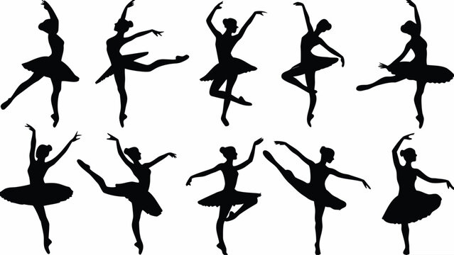 Elegant ballerinas in dynamic dance poses