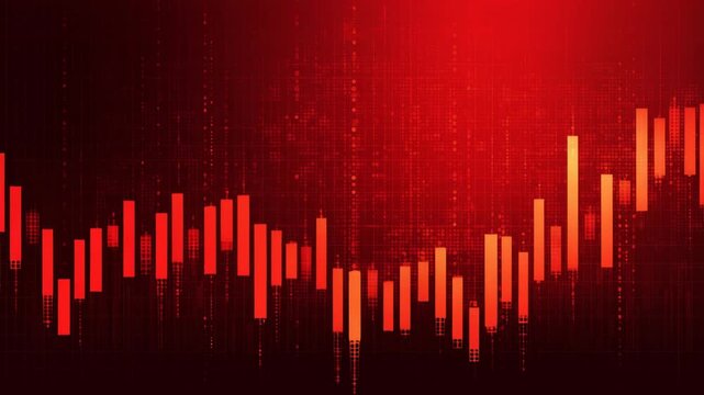 株価暴落・市場の変動を象徴する赤いローソク足チャートの抽象動画