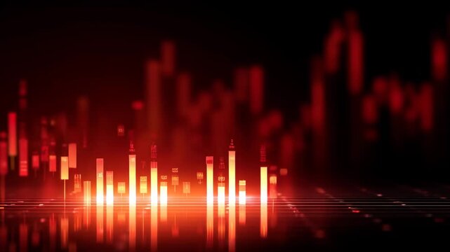 株価暴落・市場の変動を象徴する赤いローソク足チャートの抽象動画