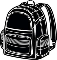 Black Modern School Backpack Bag Icon Isolated on White Background