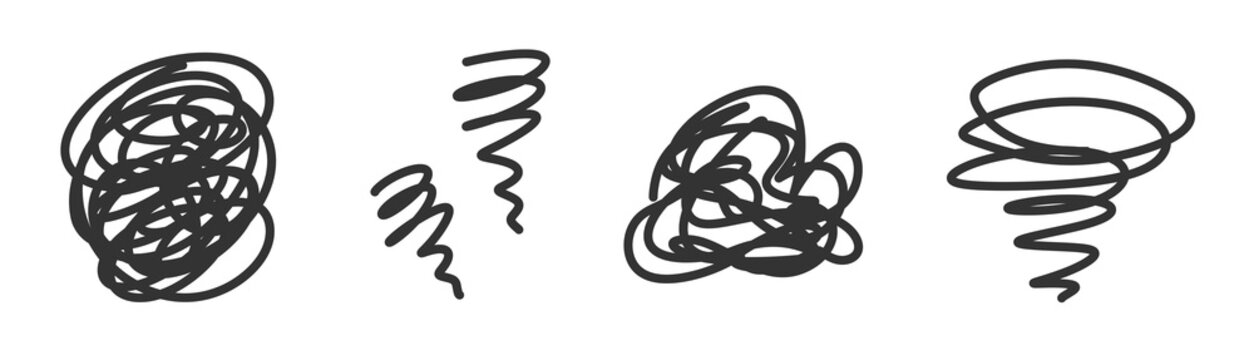 もやもや・ぐしゃぐしゃ・ぐるぐるを表現した手書き線画イラスト