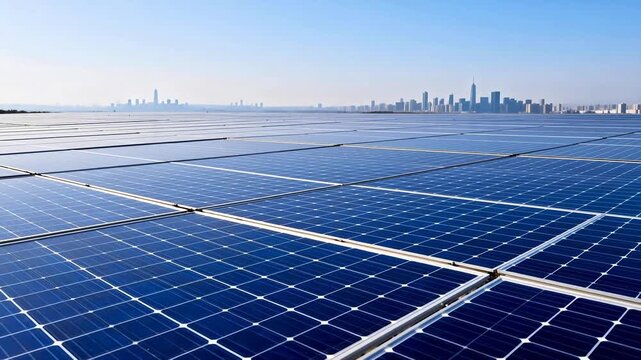 Rows of solar panels in a field