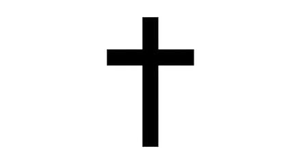 A simple, black cross symbol against a clean, white background