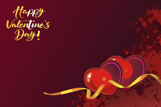 Happy valentine s day greeting with hearts and a red background
