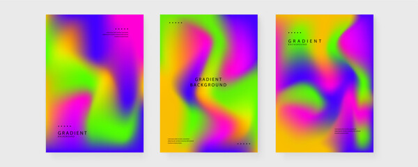 Set of three abstract gradient posters with modern typographic layout