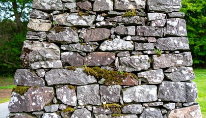 Old Stone Wall with Moss and Lichen.