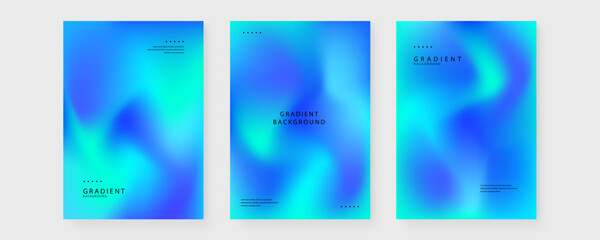 Collection of professional blue gradient poster templates with minimalist typography and fluid design © Badr Warrior