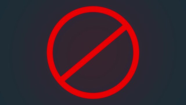 prohibited icon  screen animated icon prohibited circle sign in red animation on a black background4k,