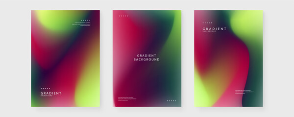 Obraz premium Collection of three abstract posters featuring a sophisticated dark color palette of deep burgundy and emerald green