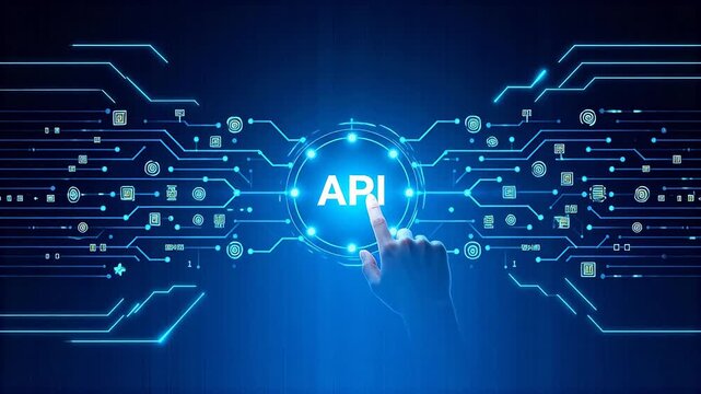 Hand interacting with API digital interface