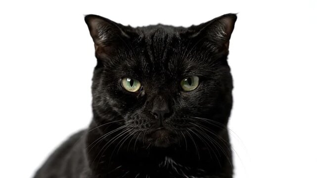 Cat Showing Subtle Annoyance on White Background