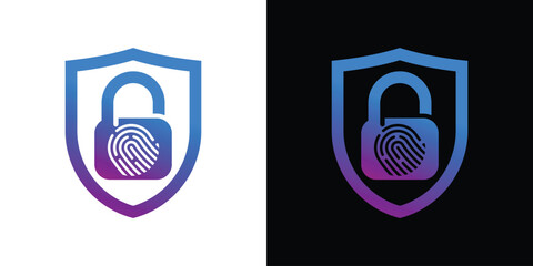 finerprint security logo. cyber security intelligence data protection with overlapping digital fingerprint access key