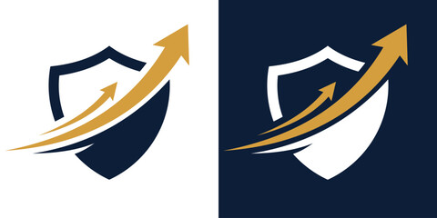 shield financial arrow logo design inspiration