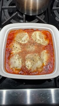 chicken parmigiana fresh out of the oven