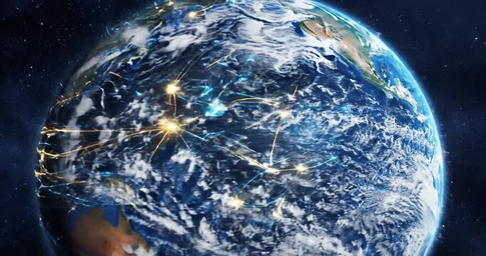 Earth from Space with City Lights.