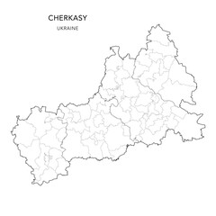 Obraz premium Vector Map of Cherkasy Oblast with Administrative Subdivisions of Raions (Districts), Hromadas (Communities), and Urban Raions (City Districts) of Cherkasy - Ukraine 2026