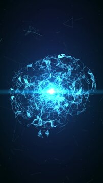 Virtual dots and lines connecting brain videos symbolize artificial intelligence.