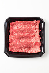 白背景に黒毛和牛のロース肉