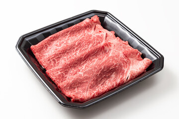 白背景に黒毛和牛のロース肉