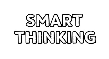 Obraz premium Bold black and white graphic text displaying the motivational phrase smart thinking isolated on a clean background