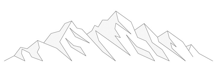 Mountain vector drawing, line art vector, minimalism, isolated on white background © Valerii