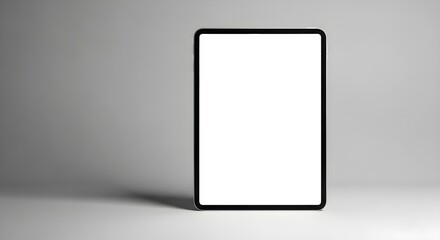Modern iPad layout mockup with centered empty presentation slide in a sleek 8K display