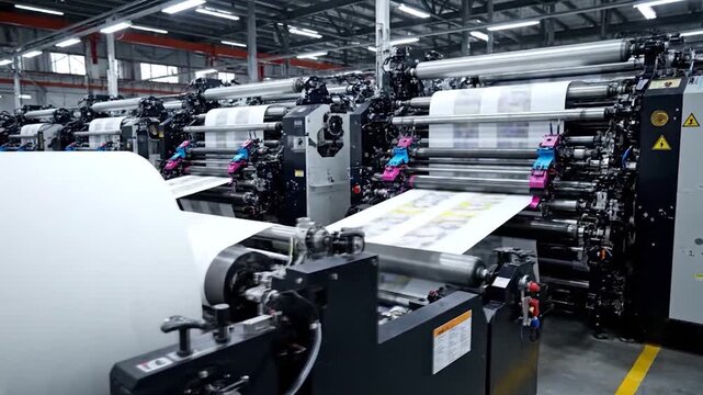 Industrial Printing Press Machine in Operation.