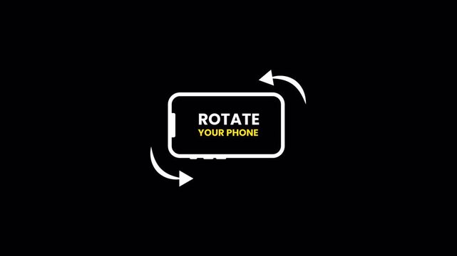 Rotate Phone Screen Instruction Animation, Device Orientation Change Prompt Motion Graphic Icon, Landscape Mode Activation Indicator 4k video animation seamless loop