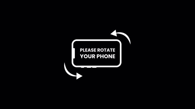 Please Rotate Your Phone Screen Orientation Cue Icon Animation | Minimalist UI Instruction Motion Graphic for Viewer Guidance 4k video animation seamless loop