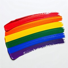 Vibrant Rainbow Paint Strokes on White Background.