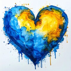Watercolor Heart Earth - A Vibrant Symbol of Global Unity and Love.