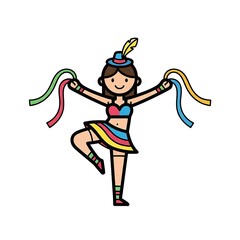 Obraz premium Cartoon Dancer with Ribbons and Costume.