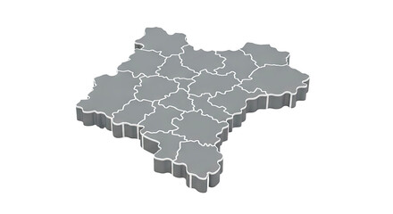 Fototapeta premium 3D Isometric Map of an Unlabeled Region with Internal Divisions