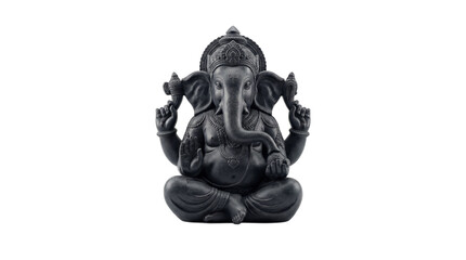 Black Ganesha Idol on White Background 1.