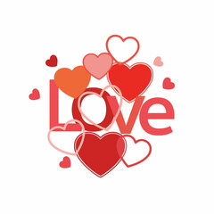 A simple romantic illustration of red and pink hearts arranged like a Valentine&rsquo;s Day card symbolizing love and celebration