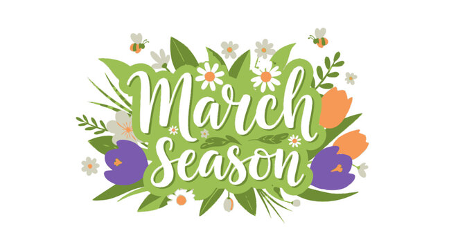 March Season Floral Design with Flowers.