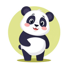 Obraz premium Cute Panda Mascot Character Flat Vector Illustration, Panda Logo, Cartoon Animal