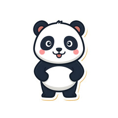 Naklejka premium Cute Panda Mascot Character Flat Vector Illustration, Panda Logo, Cartoon Animal