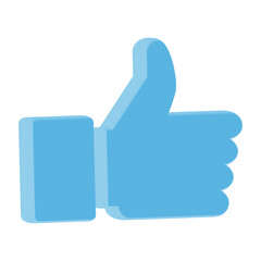 3D Thumbs Up Like Icon in Blue Color for Approval, Social Media, UI UX and App Design &ndash; Transparent Background