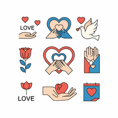 Hand drawn red heart symbol held gently in hands showing love care and a simple romantic Valentine illustration