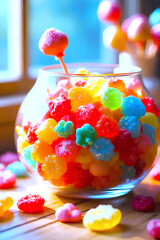 candy in a glass