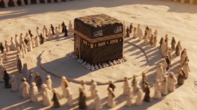 Pilgrims Circling Kaaba During Hajj Ceremony.