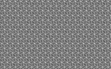 シームレスなモノクロ和柄パターン。亀甲網代。