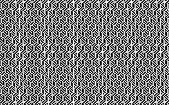 シームレスなモノクロ和柄パターン。亀甲網代。