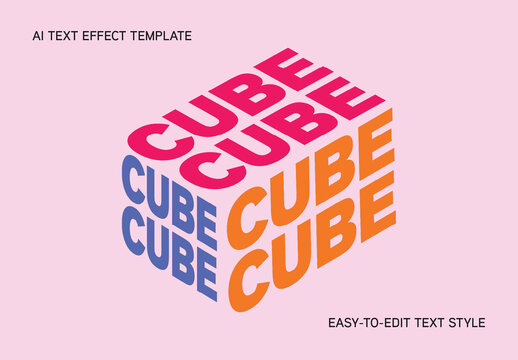 3D Extruded Cube Text Effect