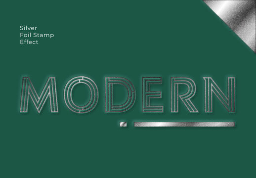 Silver Line Metal Foil Text Effect