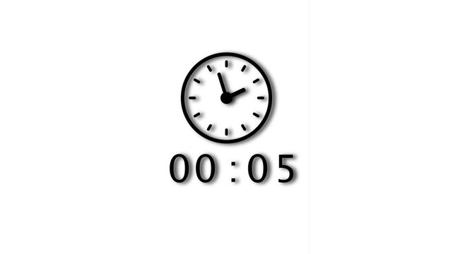 39 minute counting clock animation. Stopwatch timer clock on white background.
